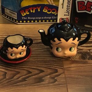 Betty Boop, mini tea, pot and tea cup saucer set.